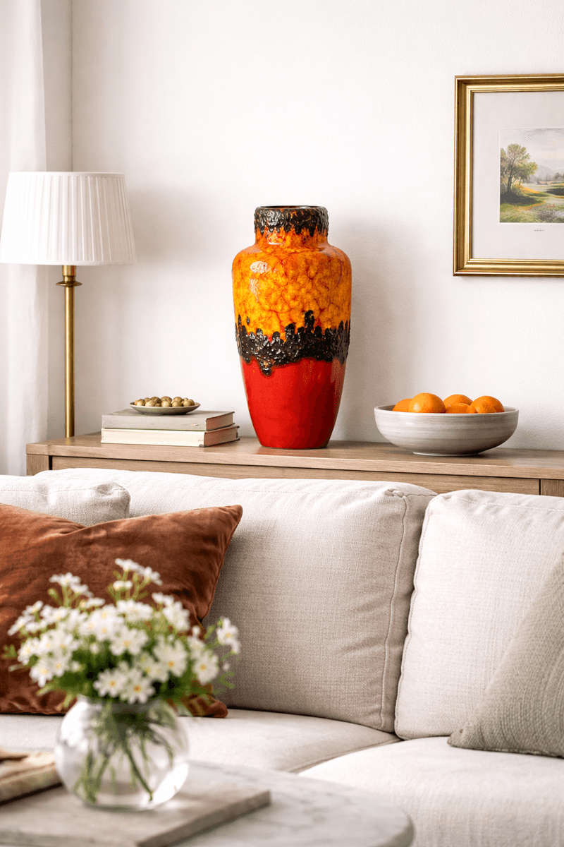 West Germany, rød/oransje urne,  30 cm høy