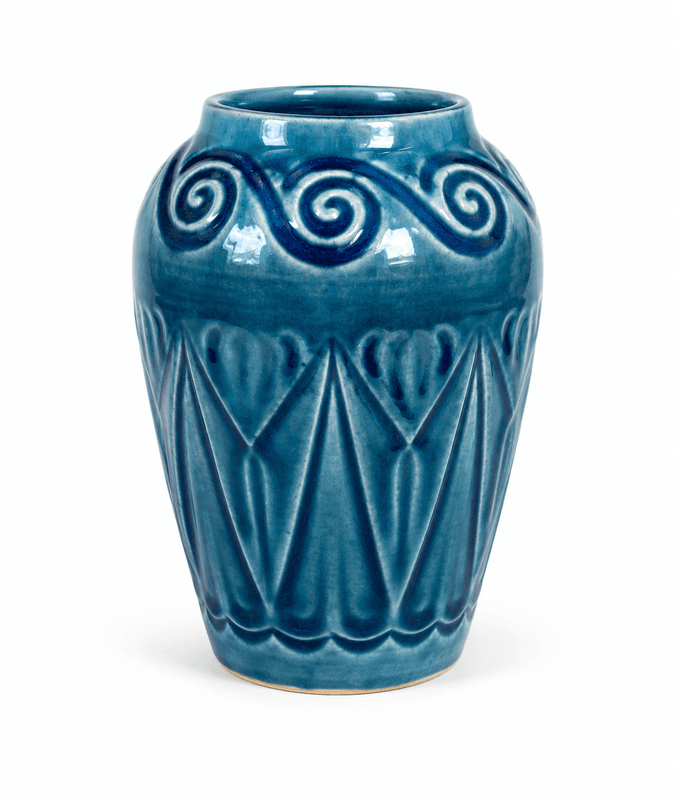 Petrol-blå vase fra West Germany, 11,5 cm 