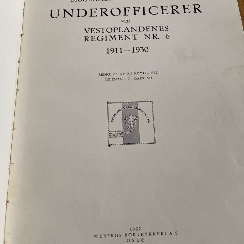 Underofficerer ved Vestoplandenes Regiment nr 6, 1911-1930