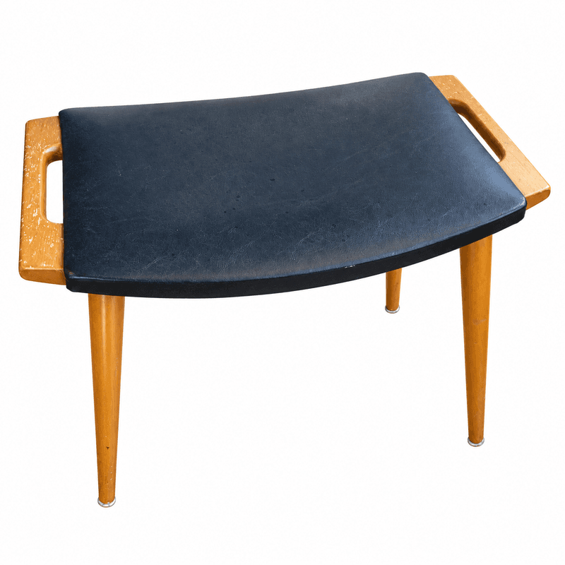 Retro krakk i teak med mørkt polstret sete