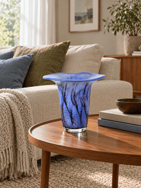 Willy Johansson, Blå Marmor – signert kunstglassvase