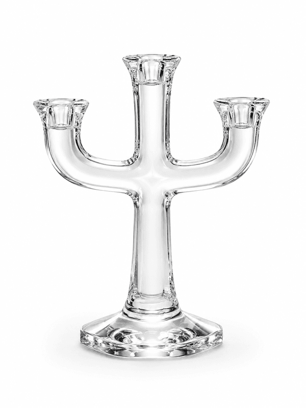 Trio, trearmet lysestake i klart glass